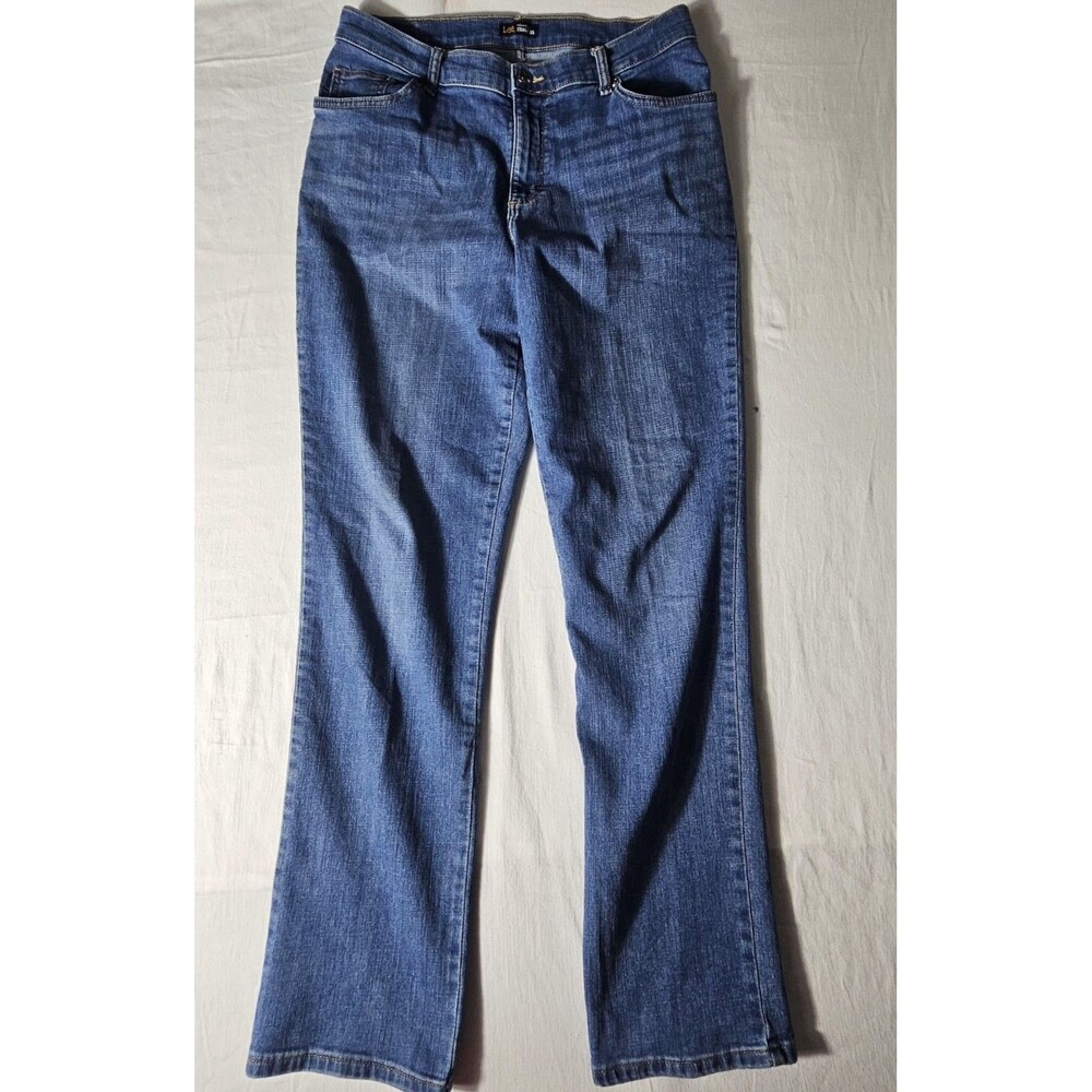 Lee Relaxed Fit Straight Leg Women's Jeans Blue Stretch Denim Size 12 Medium